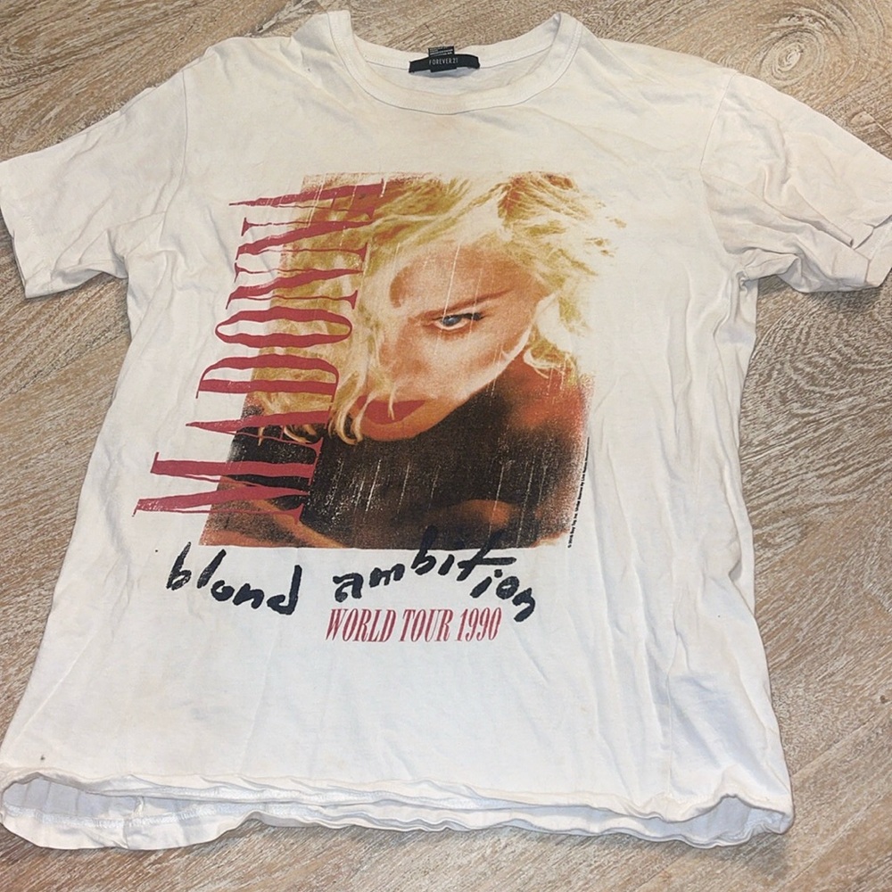 FOREVER 21 Madonna Blond Ambition Inspired World Tour T-Shirt Size Medium